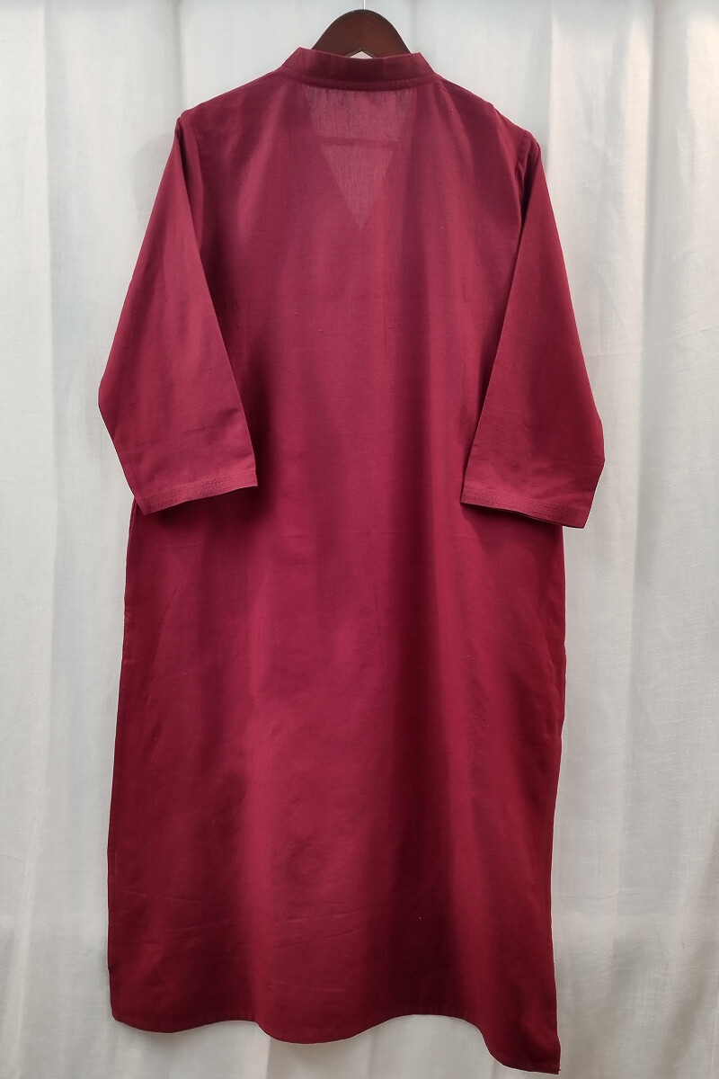 Plum Handcrafted Straight Handloom Cotton Kurta