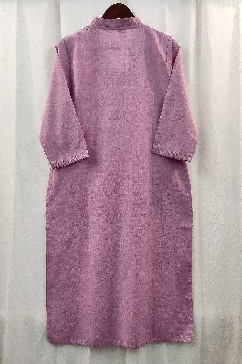 Purple Handcrafted Straight Handloom Cotton Kurta