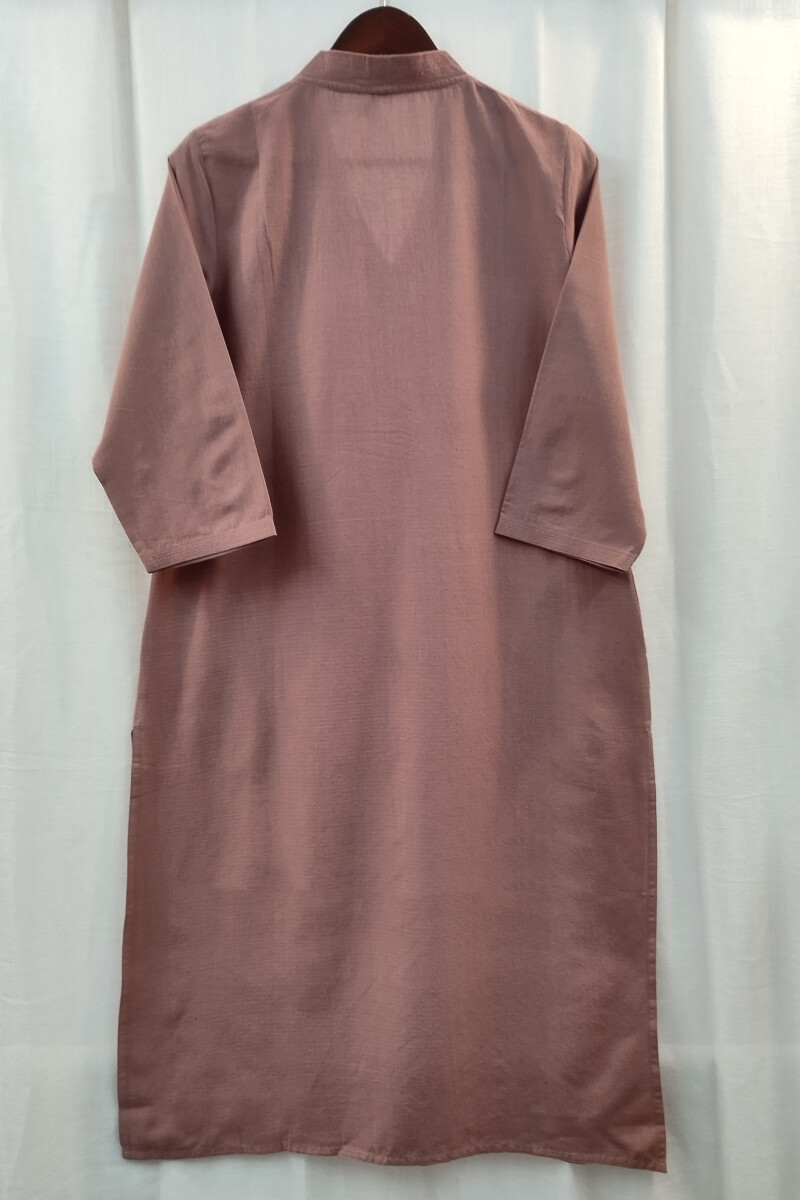 Mauve Handcrafted Straight Handloom Cotton Kurta