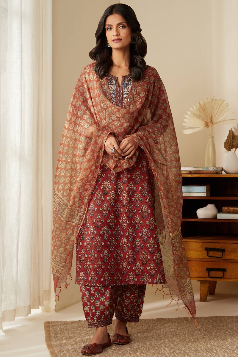 Bagru Hand Block-Printed Straight Cotton Kurta