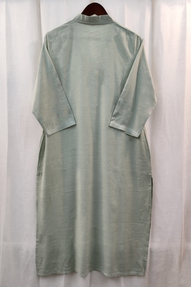 Pastel Green Handcrafted Straight Handloom Cotton Kurta