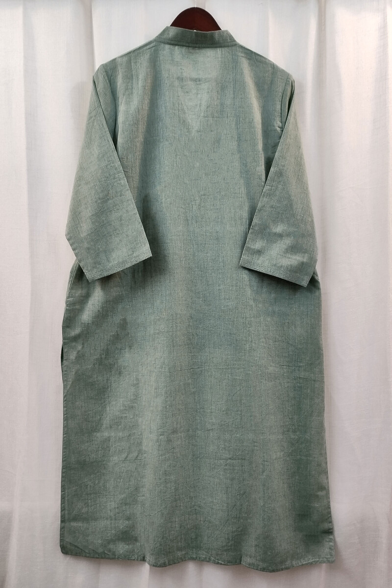 Green Handcrafted Straight Handloom Cotton Kurta