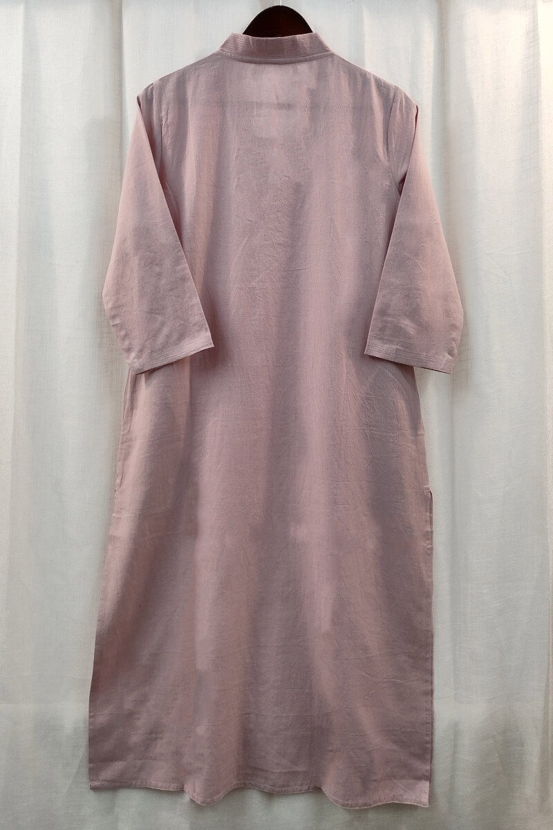 Soft Pink Handcrafted Straight Handloom Cotton Kurta