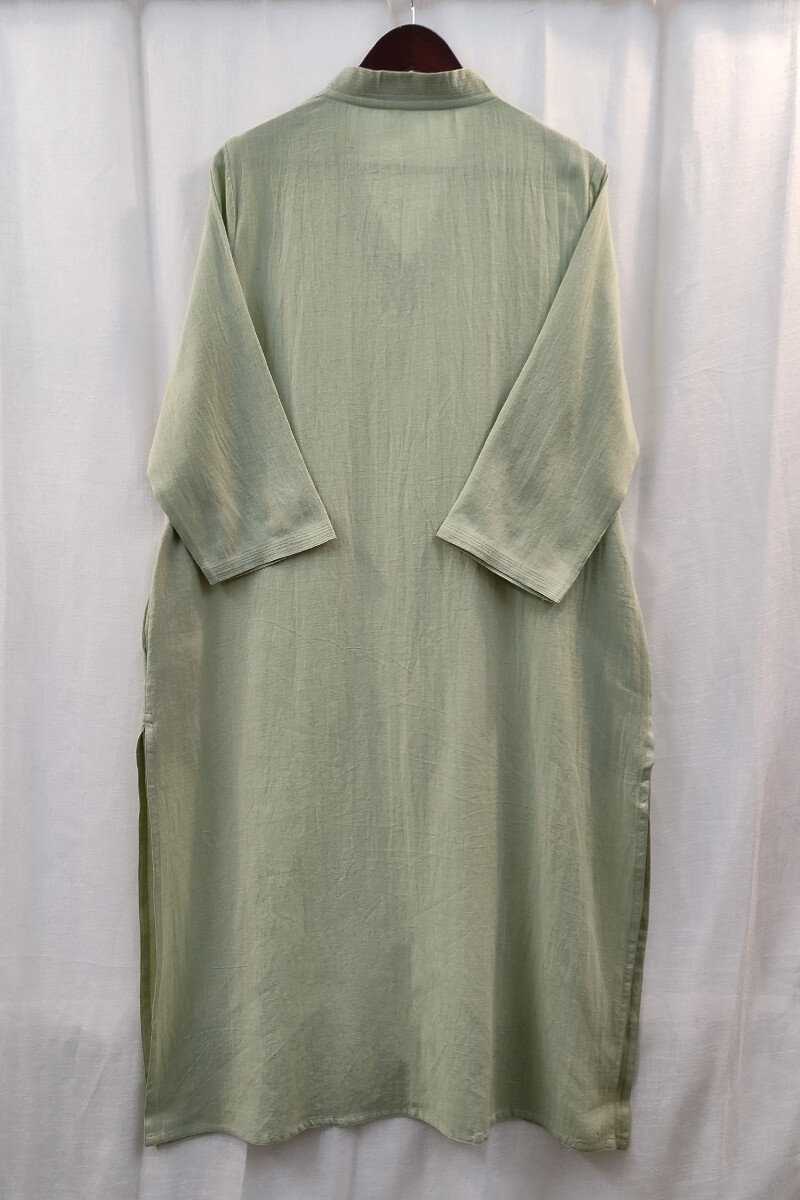 Light Green Handcrafted Straight Handloom Cotton Kurta