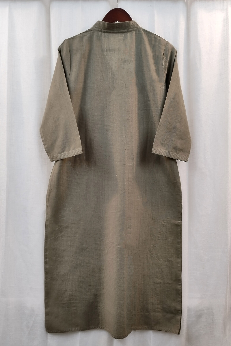 Dark Khaki Handcrafted Straight Handloom Cotton Kurta