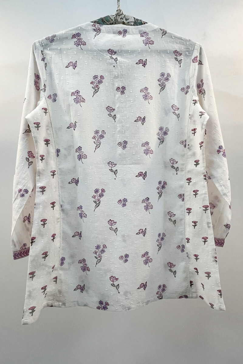 FG Specials: 1 of 1- White Hand Block-Printed Cotton Kurta