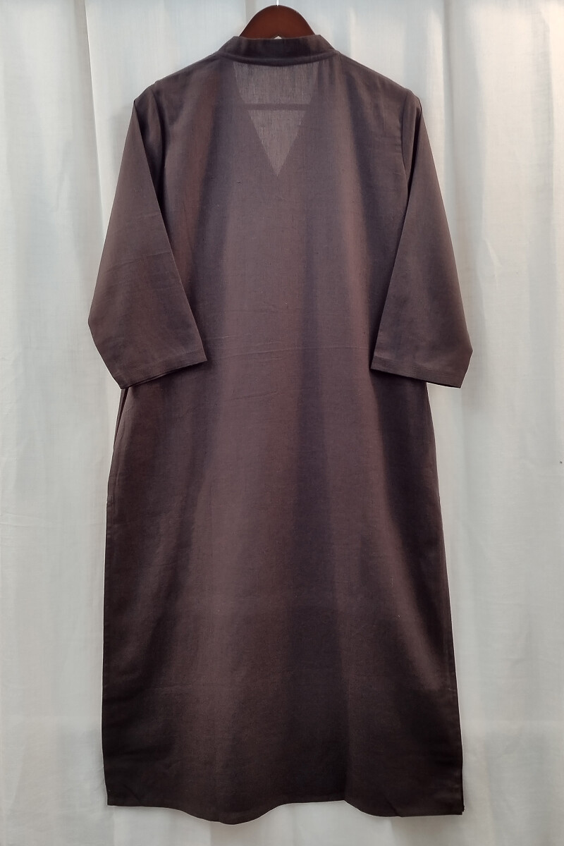 Dark Brown Handcrafted Straight Handloom Cotton Kurta