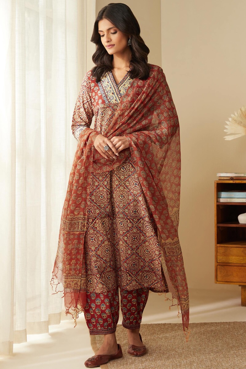Bagru Hand Block-Printed Straight Cotton Kurta