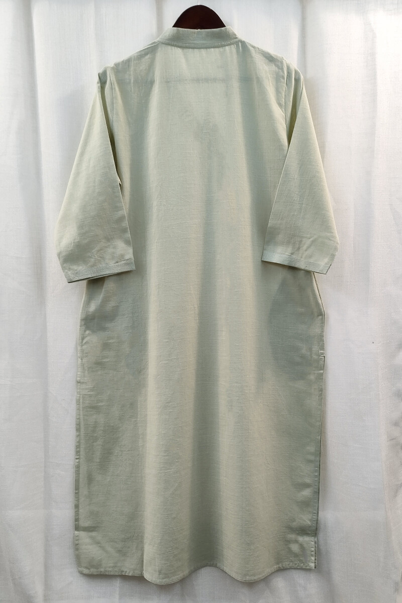 Light Beige Handcrafted Straight Handloom Cotton Kurta