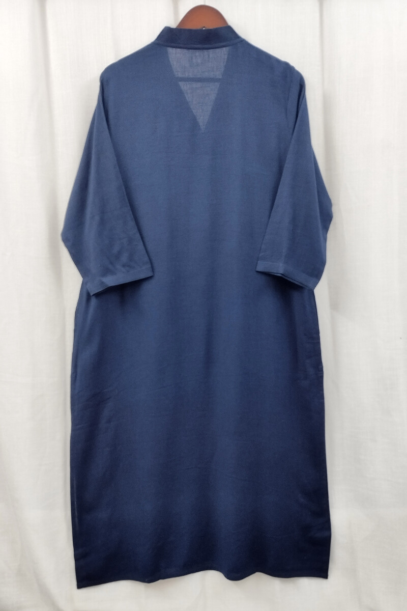 Navy Blue Handcrafted Straight Handloom Cotton Kurta