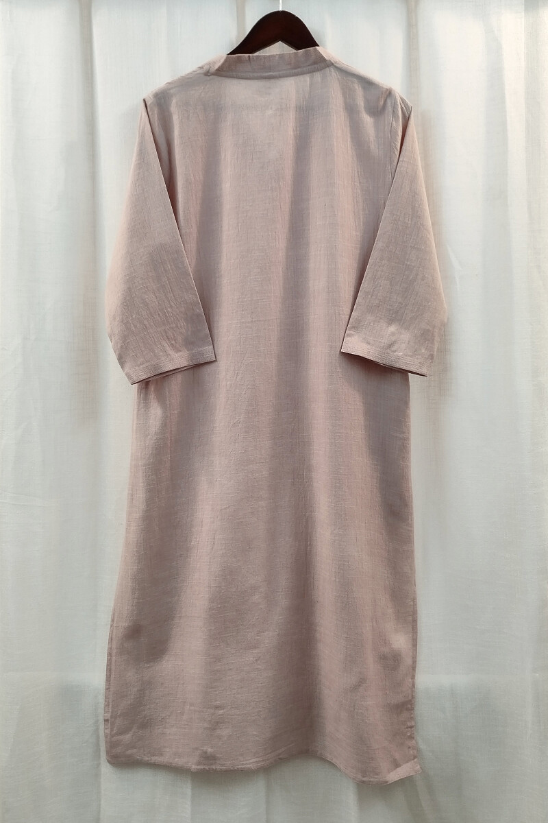 Rosy Brown Handcrafted Straight Handloom Cotton Kurta