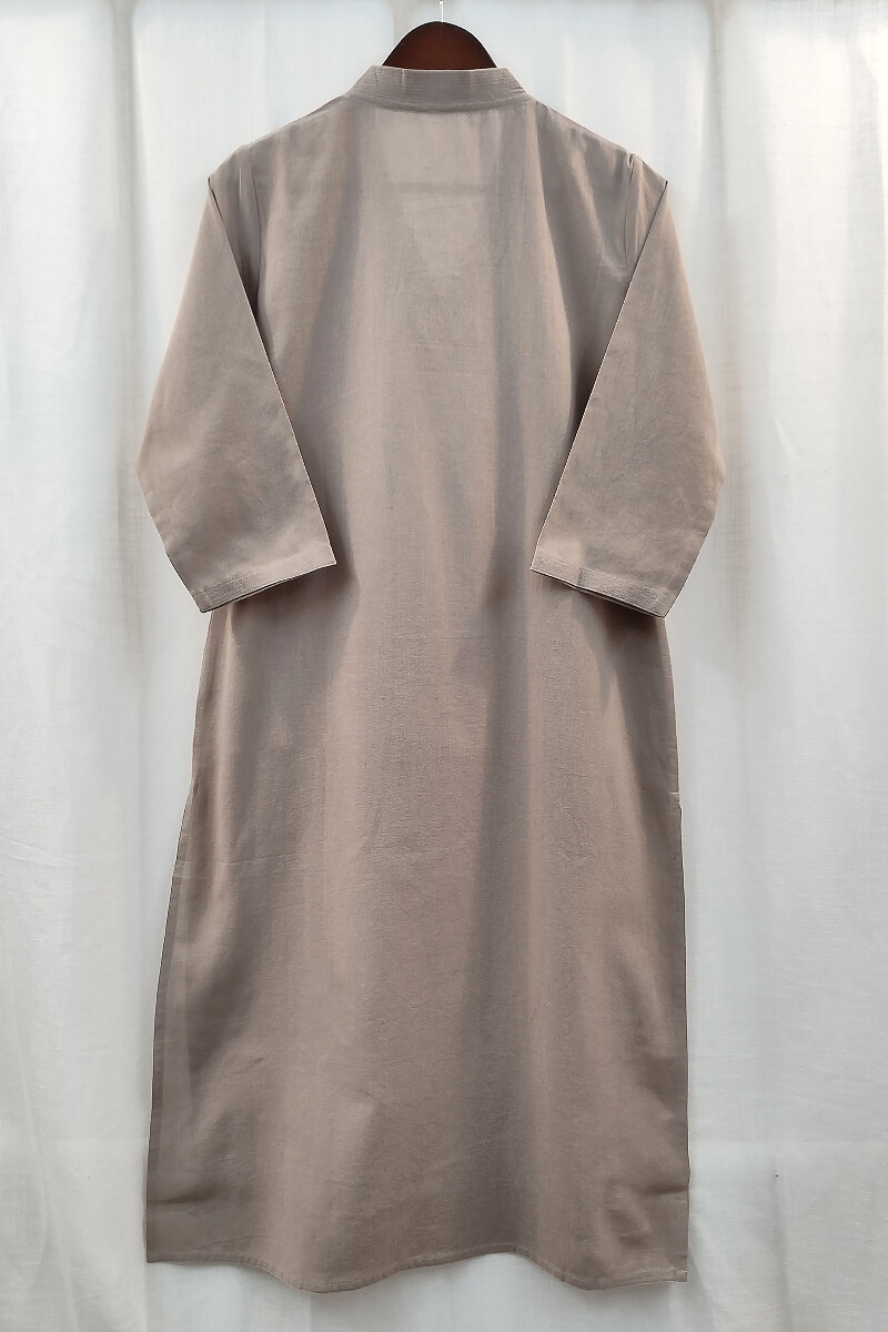 Light Brown Handcrafted Straight Handloom Cotton Kurta