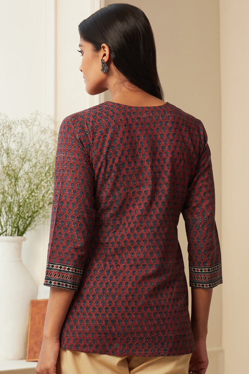 Ajrak Hand Block-Printed Cotton Top
