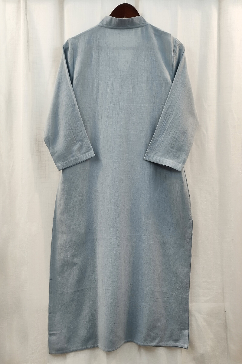 Light Teal Handcrafted Straight Handloom Cotton Kurta