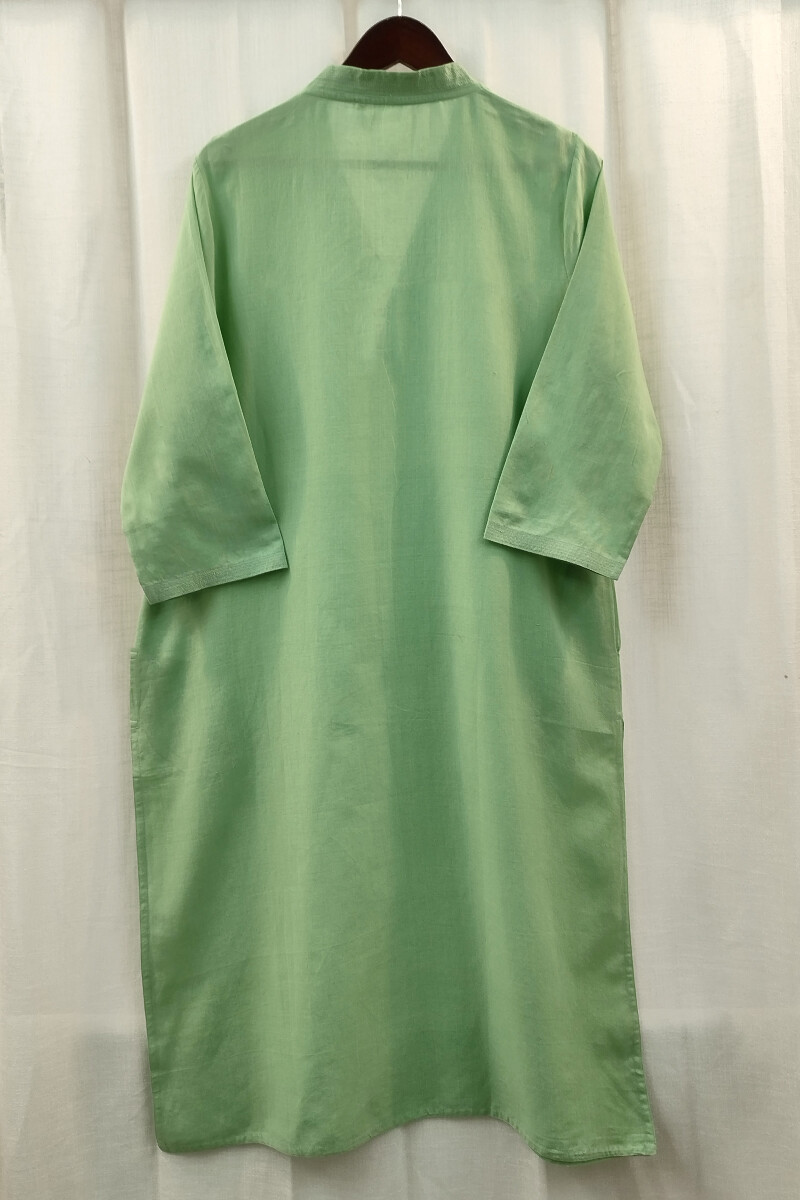 Light Green Handcrafted Straight Handloom Cotton Kurta