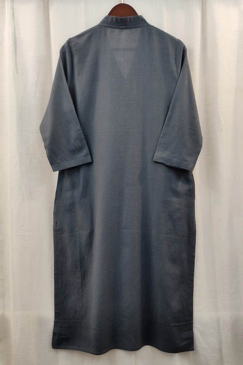 Dark Grey Handcrafted Straight Handloom Cotton Kurta