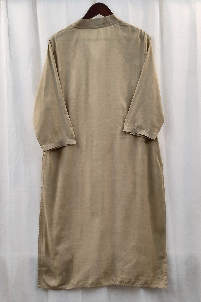 Light Khaki Handcrafted Straight Handloom Cotton Kurta