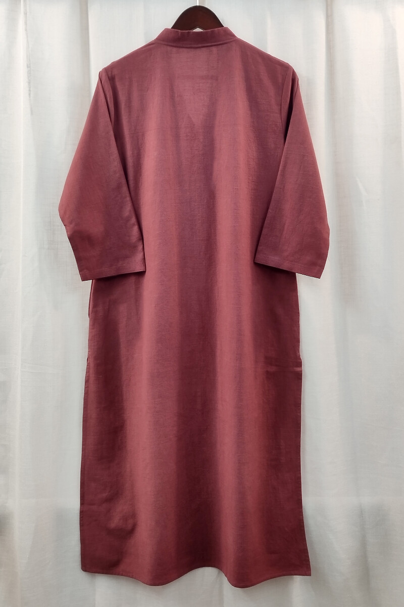 Light Maroon Handcrafted Straight Handloom Cotton Kurta