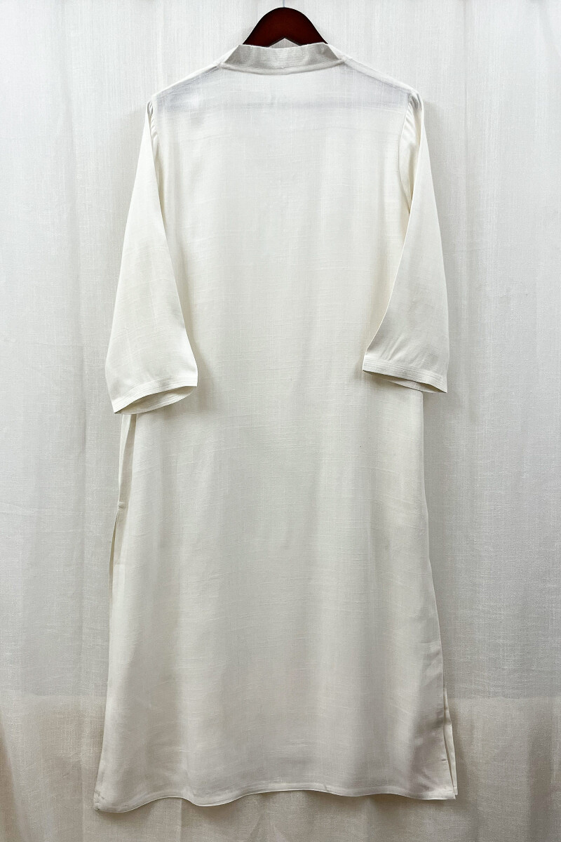 White Handcrafted Straight Handloom Cotton Kurta