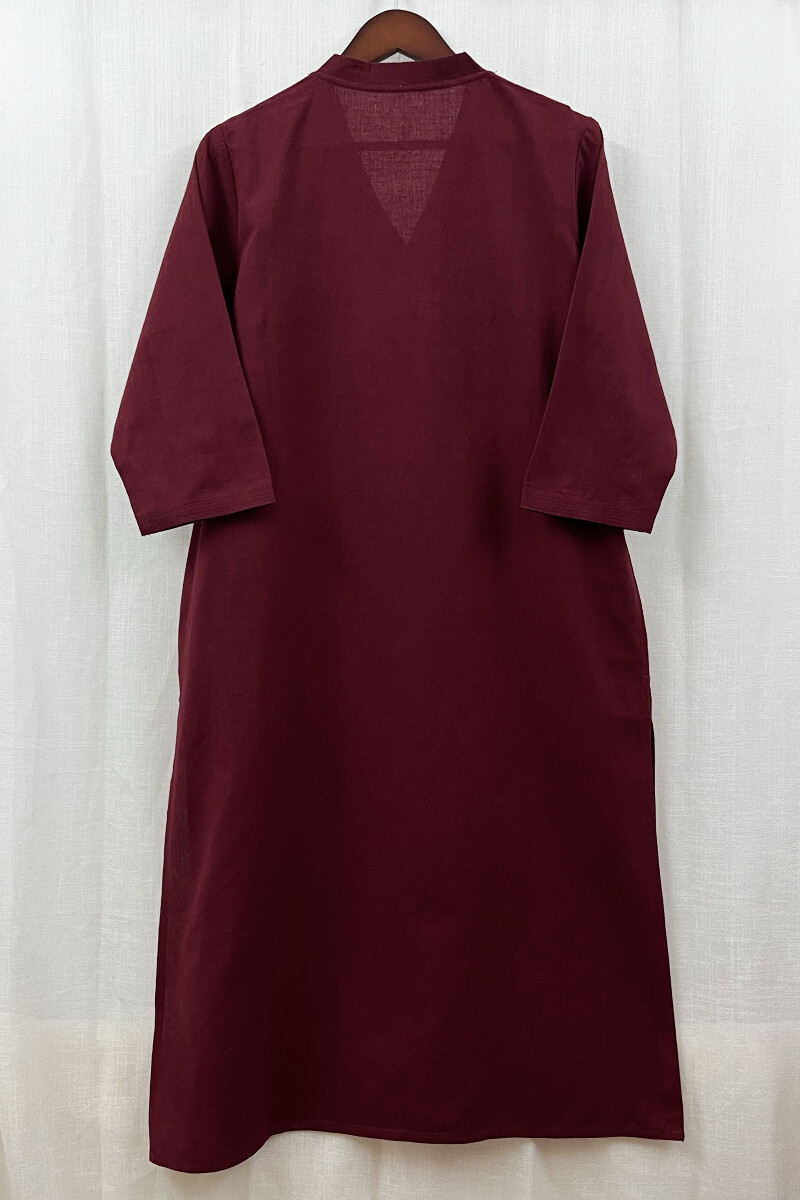 Plum Handcrafted Straight Handloom Cotton Kurta