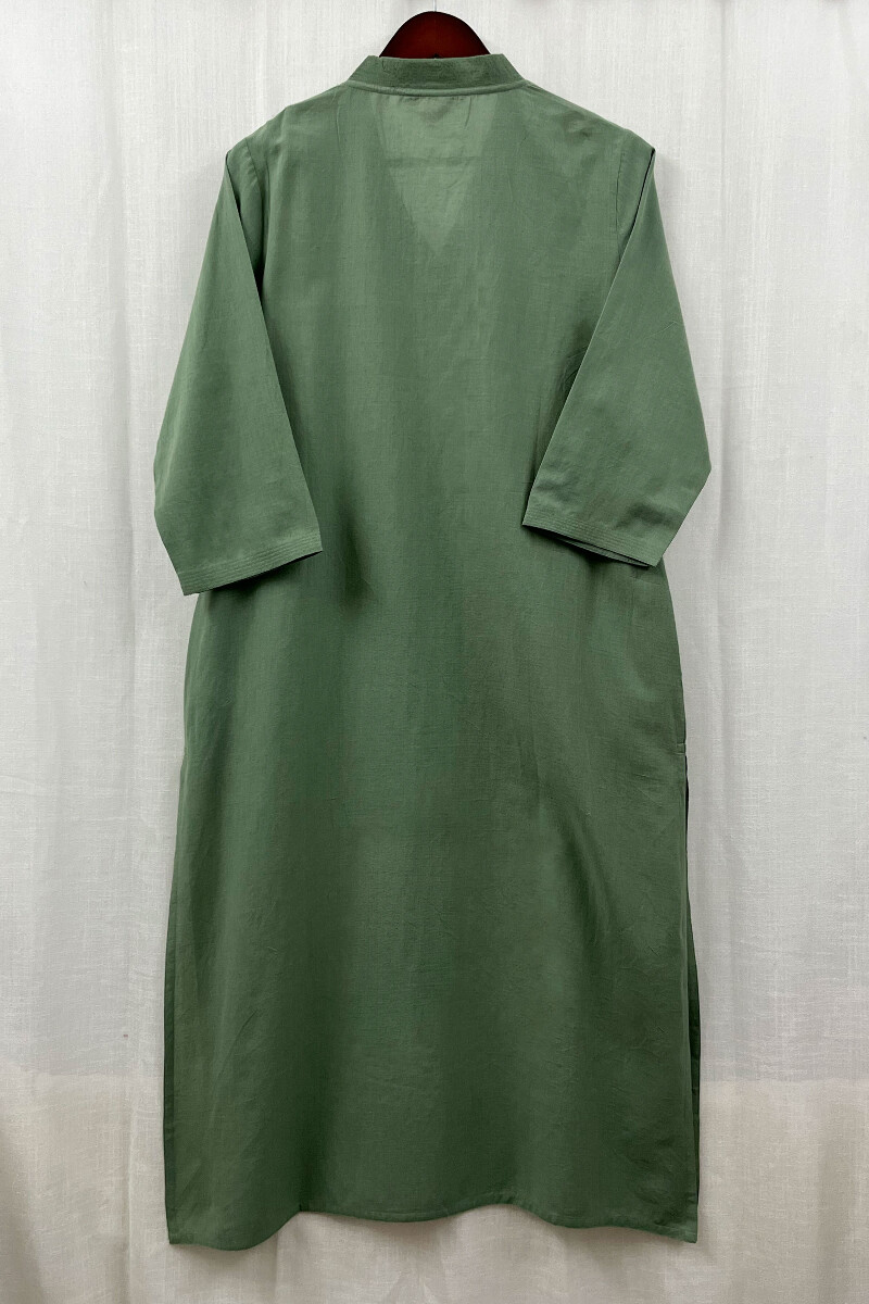 Light Green Handcrafted Straight Handloom Cotton Kurta