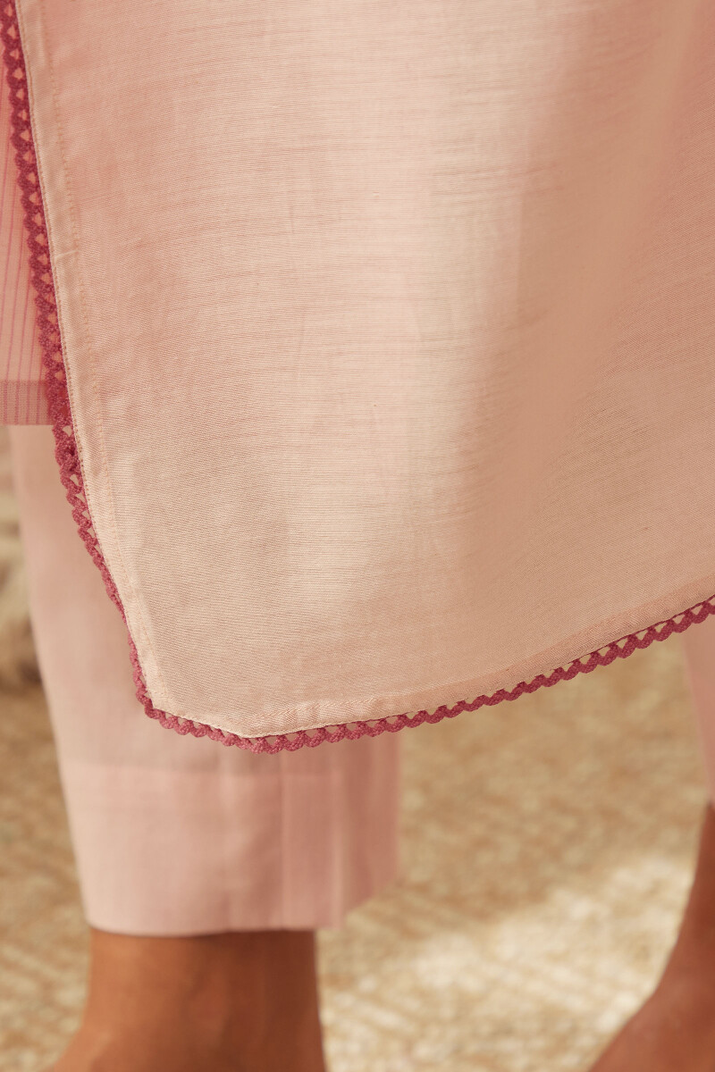 Pink Handcrafted Cotton Silk Dupatta