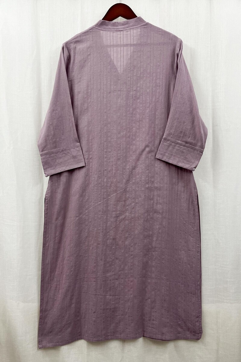 Light Purple Handcrafted Straight Cotton Dobby Kurta