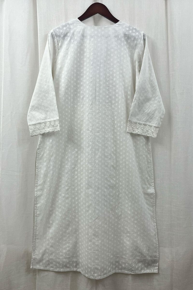 White Handcrafted Straight Chanderi Kurta
