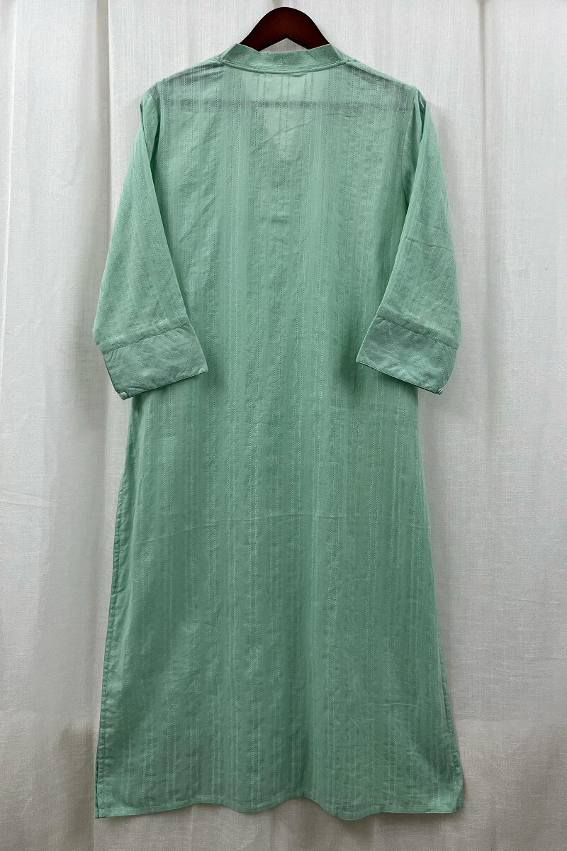 Mint Green Handcrafted Straight Cotton Kurta