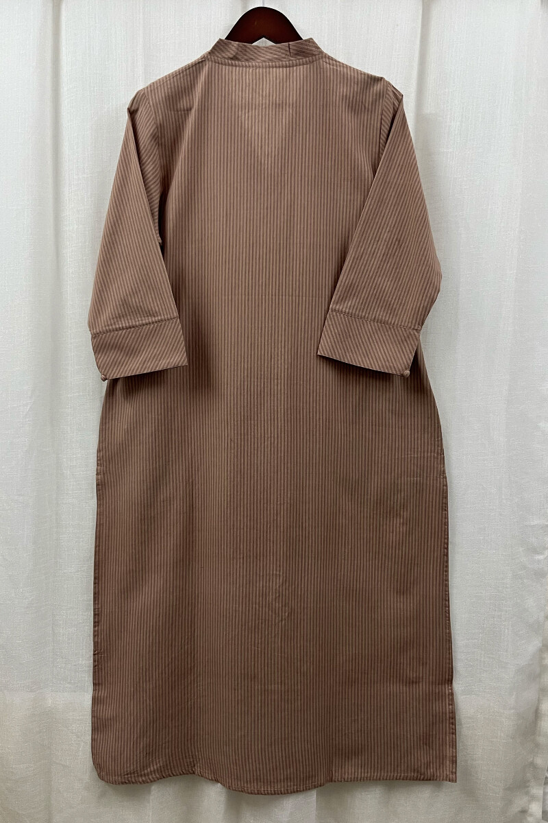 Brown Handcrafted Straight Handloom Cotton Kurta