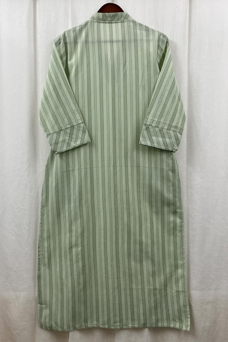 Mint Green Handcrafted Straight Handloom Cotton Kurta