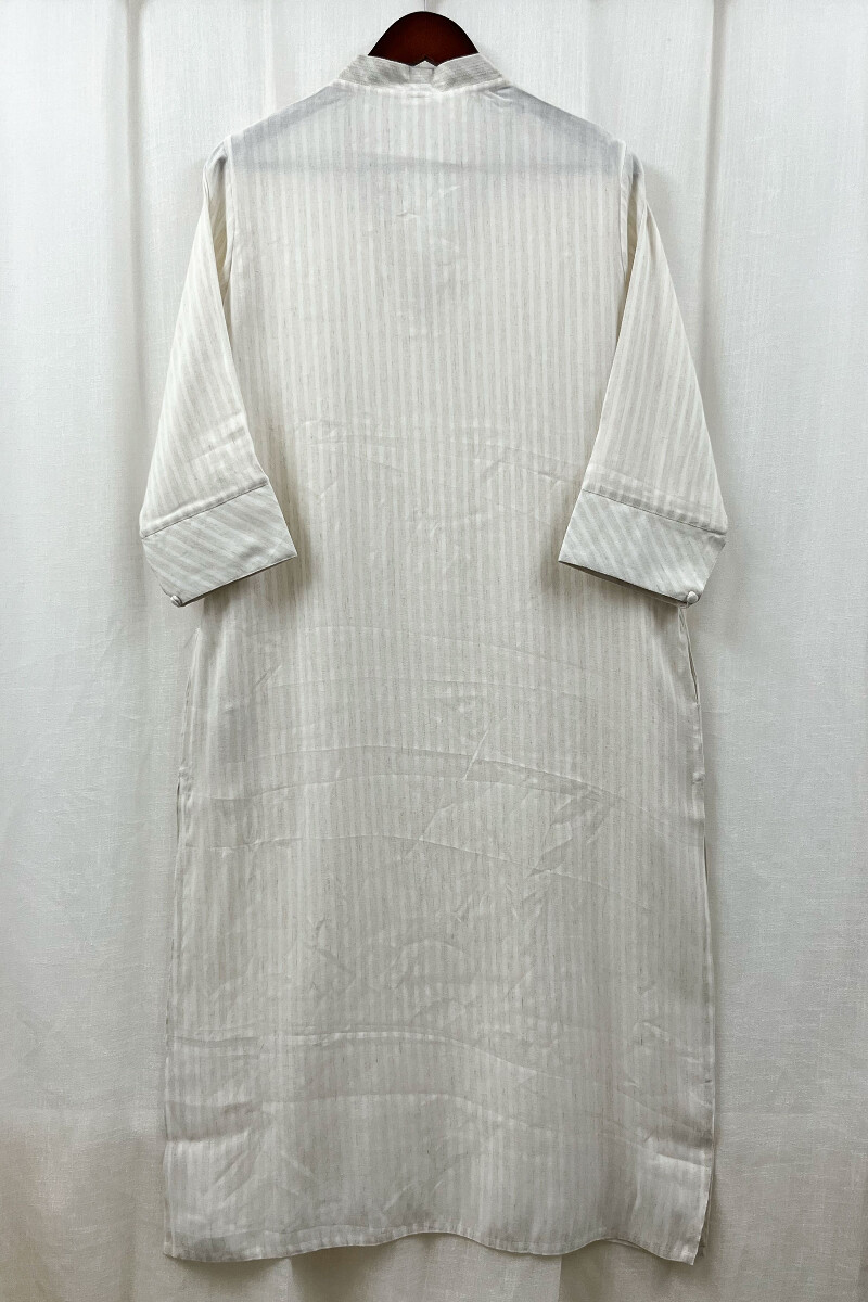 Off-White Handcrafted Straight Handloom Cotton Kurta