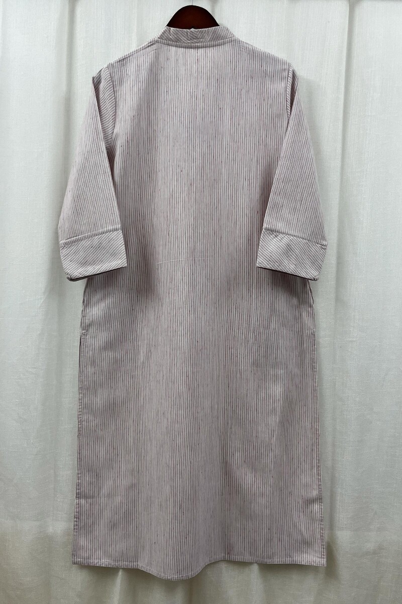 Purple Handcrafted Straight Handloom Cotton Kurta