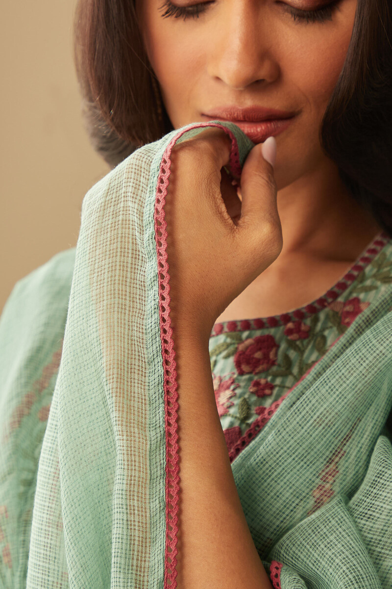 Green Handcrafted Kota Dupatta