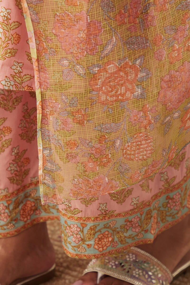 Green Hand Printed Kota Dupatta