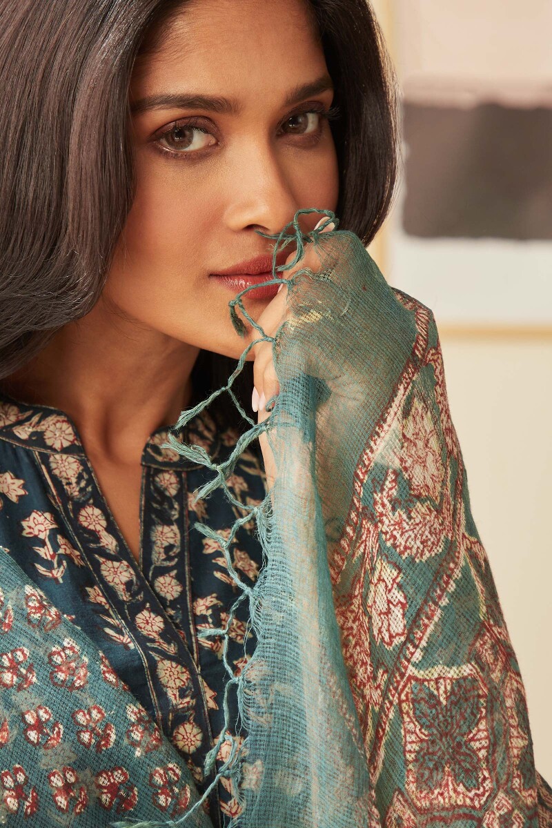Bagru Hand Block-Printed Kota Dupatta