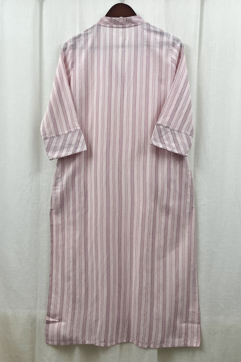 Light Pink Handcrafted Straight Handloom Cotton Kurta