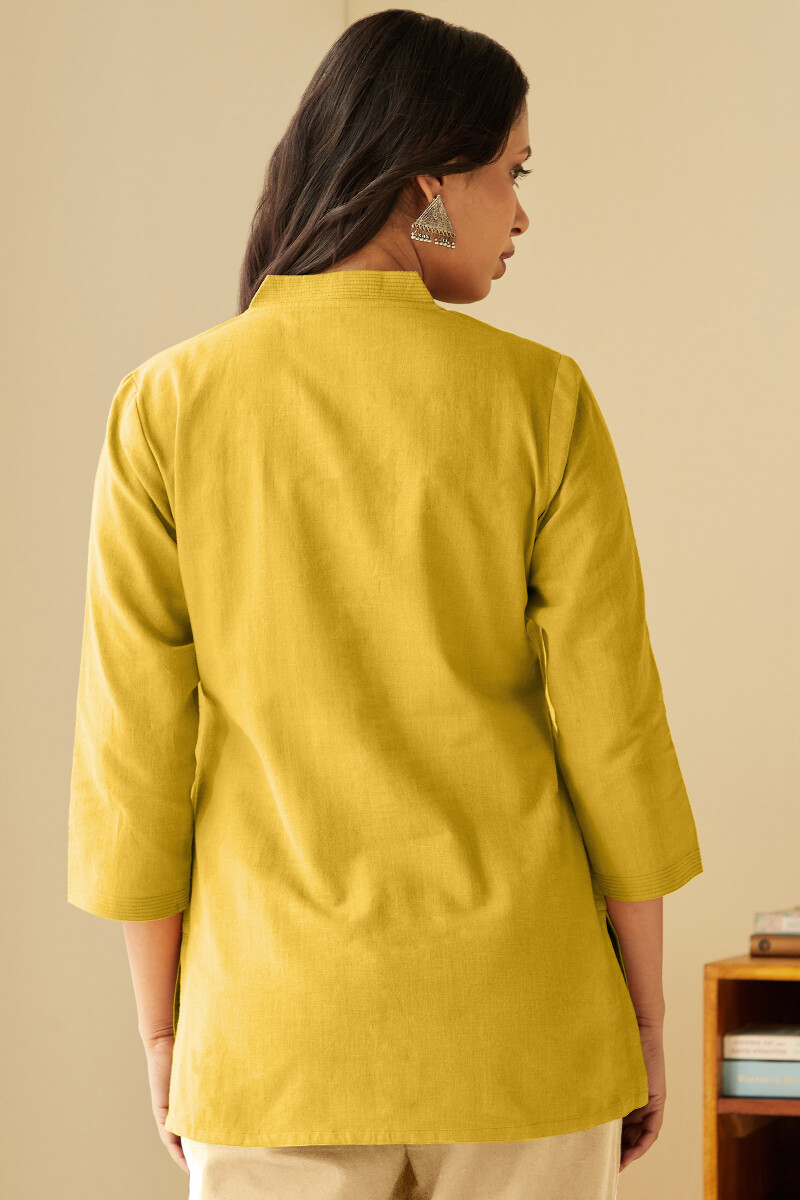 Yellow Handcrafted Cotton Linen Top