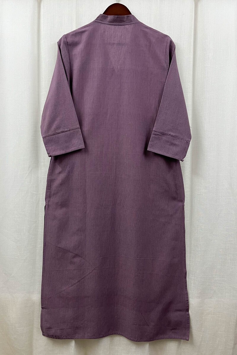 Dark Purple Handcrafted Straight Handloom Cotton Kurta