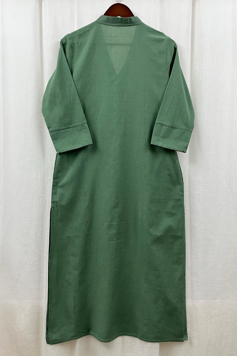 Mint Green Handcrafted Straight Handloom Cotton Kurta