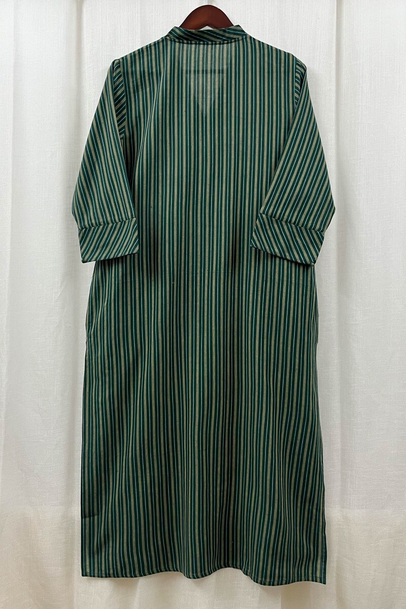 Green Handcrafted Straight Handloom Cotton Kurta