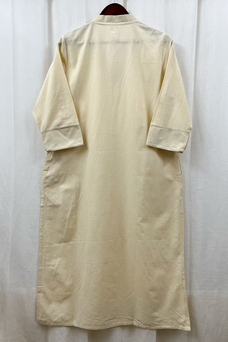Yellow Handcrafted Straight Handloom Cotton Kurta
