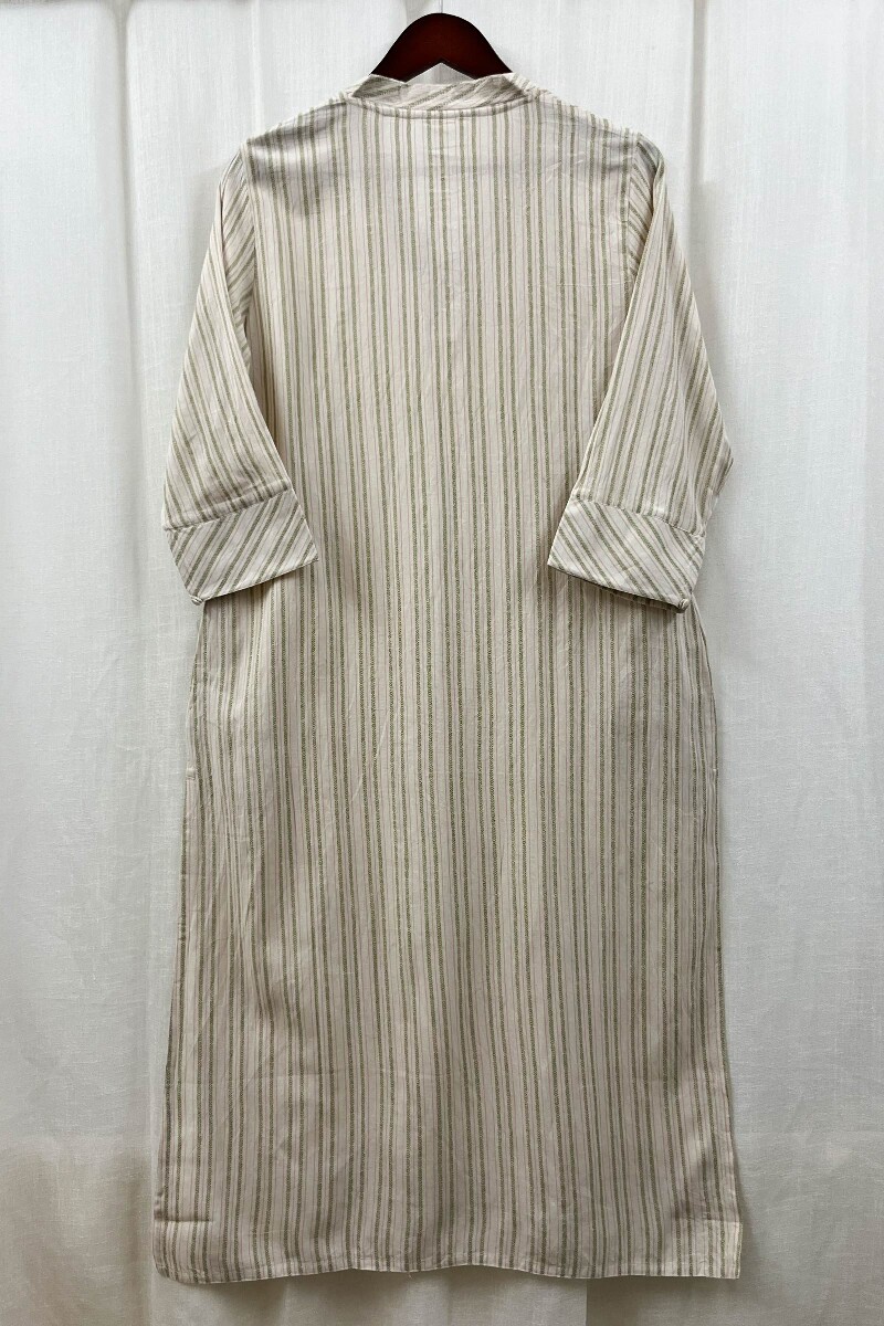 Cream Handcrafted Straight Handloom Cotton Kurta