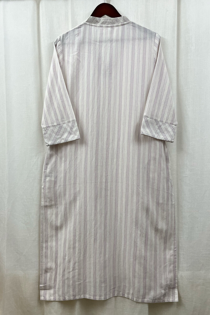 White Handcrafted Straight Handloom Cotton Kurta