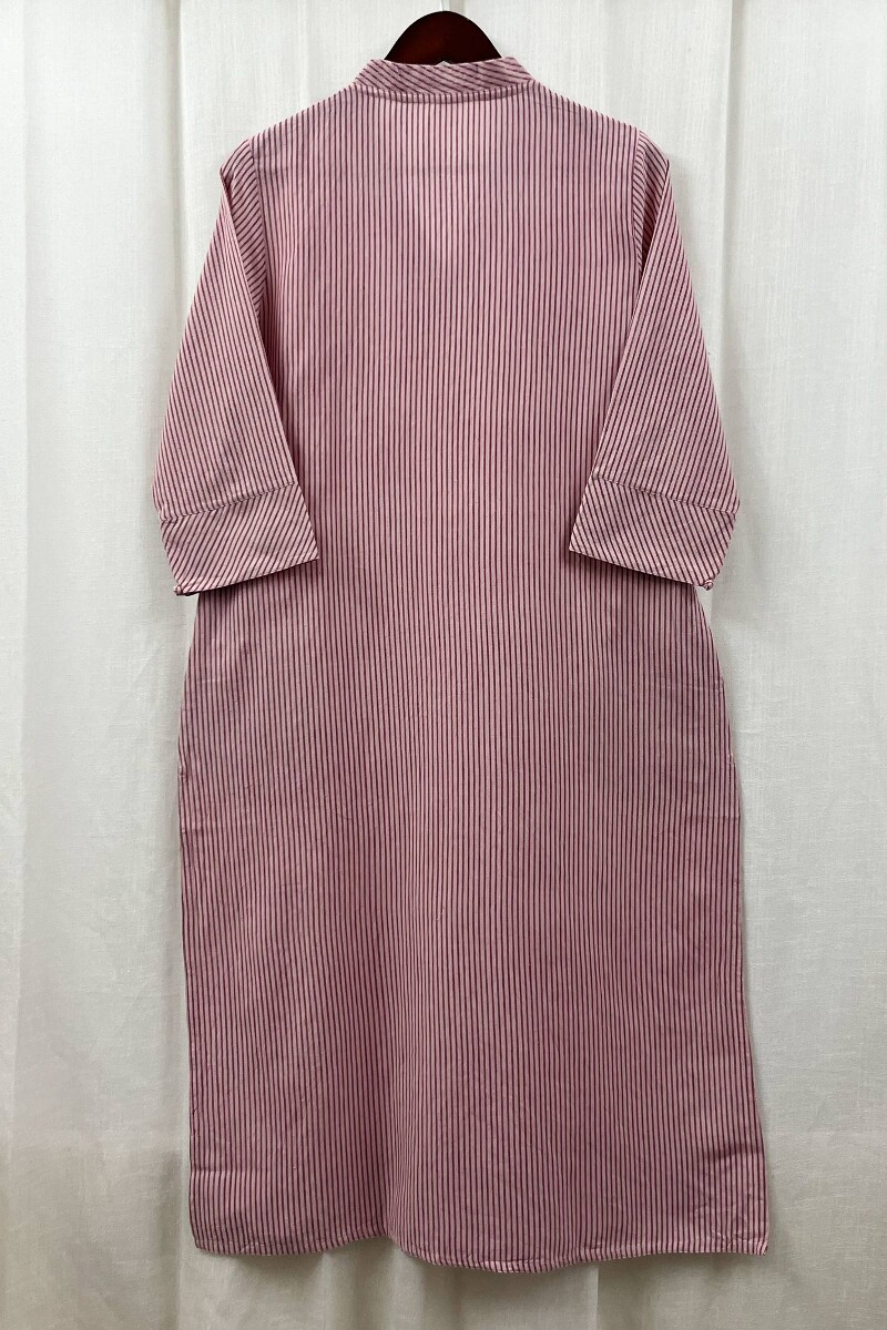 Light Pink Handcrafted Straight Handloom Cotton Kurta
