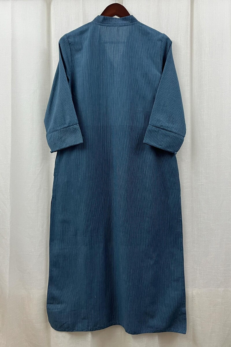 Dark Blue Handcrafted Straight Handloom Cotton Kurta