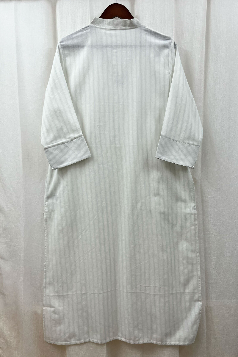White Handcrafted Straight Handloom Cotton Kurta