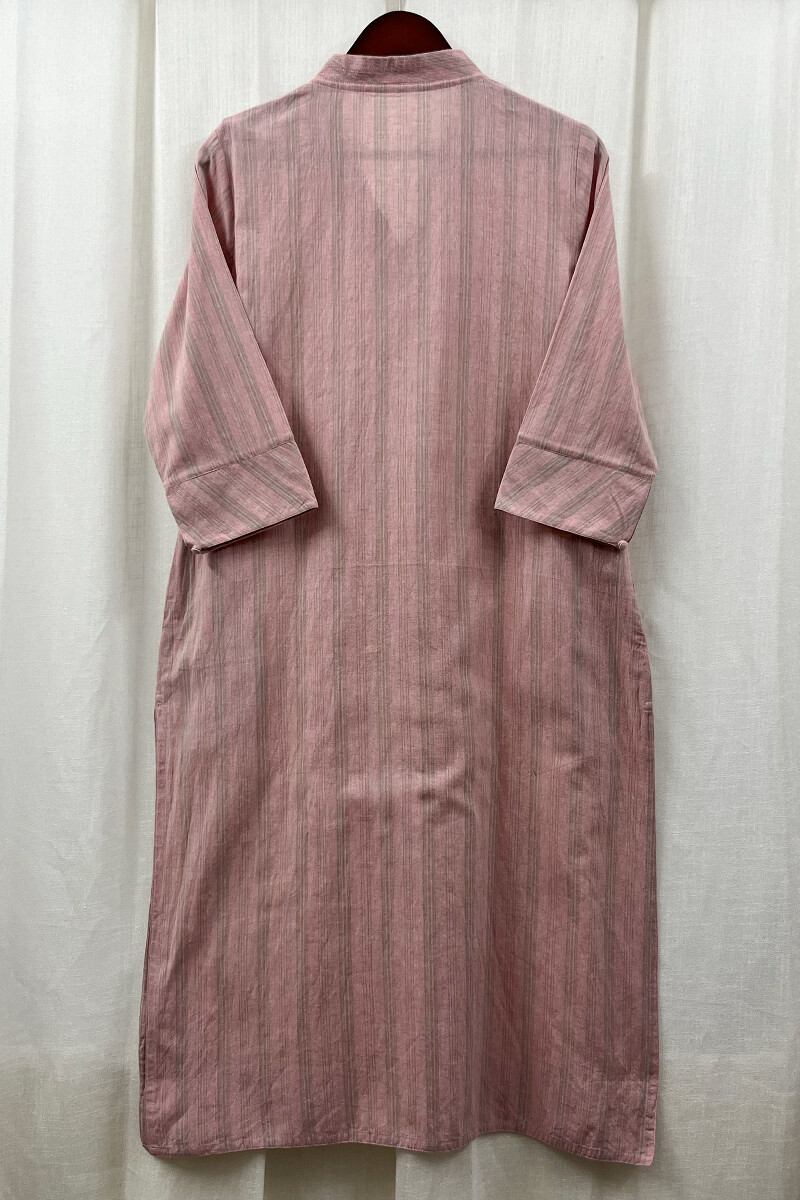 Pink Handcrafted Straight Handloom Cotton Kurta