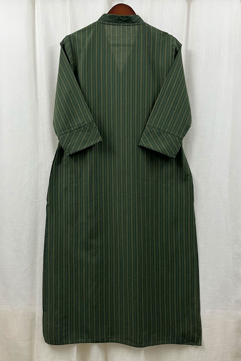 Dark Green Handcrafted Straight Handloom Cotton Kurta