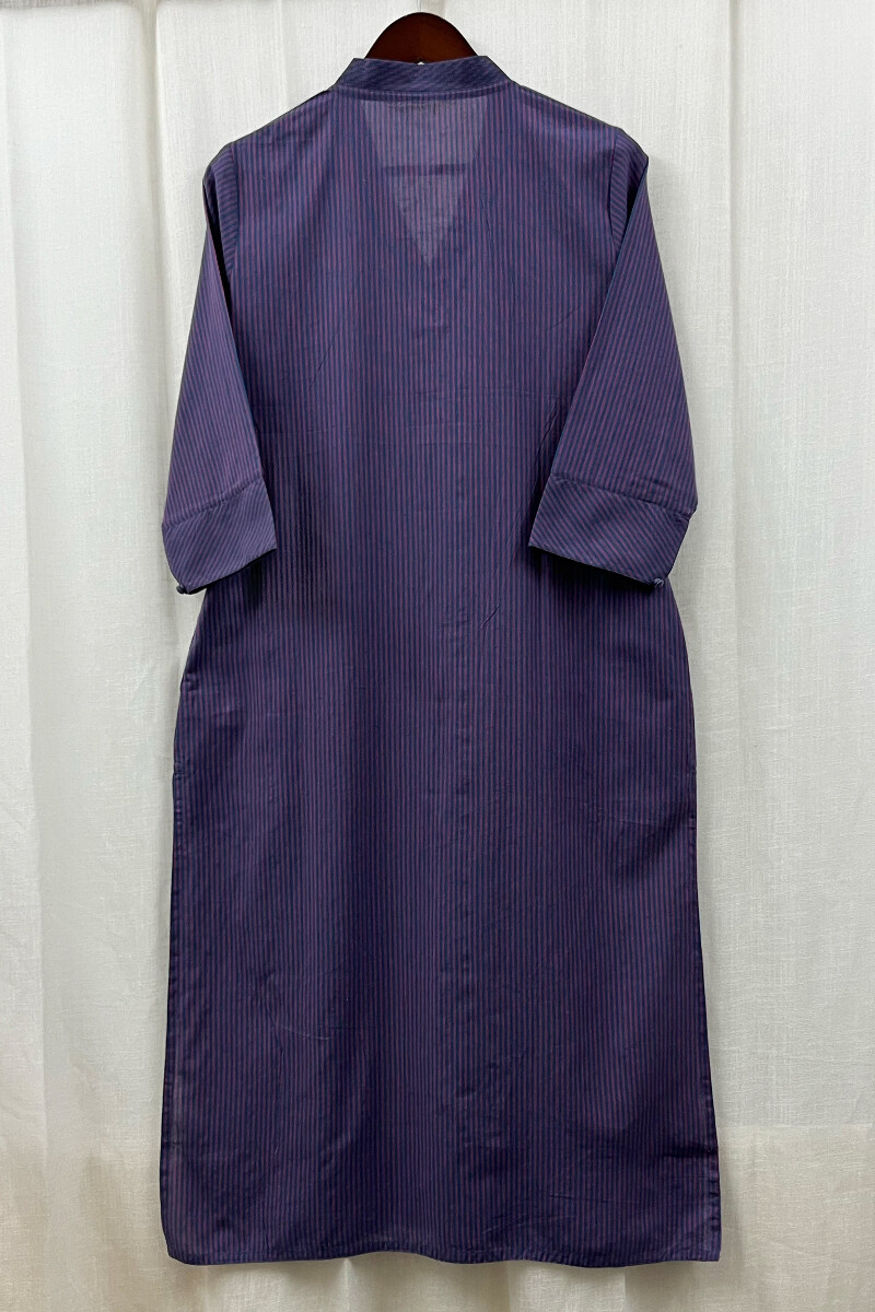 Blue Handcrafted Straight Handloom Cotton Kurta